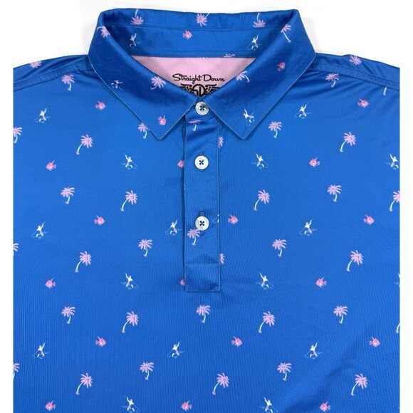 Straight Down Golf Mens Polo Shirt Sz Large Ritz Carlton Laguna Niguel Tropical - Picture 3 of 13